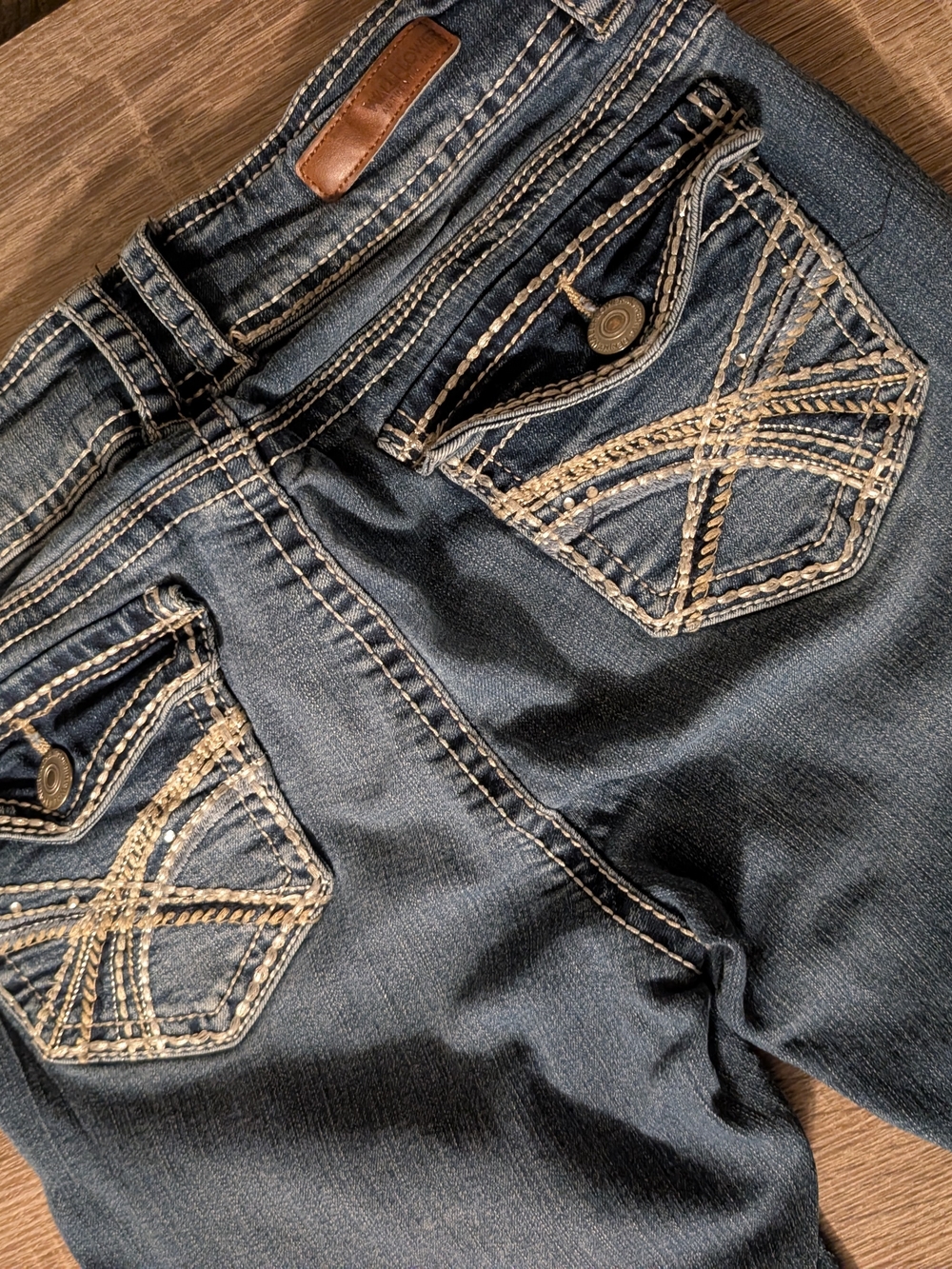 Wallflower Dark Blue Boot Cut Jeans with Contrast Stitching